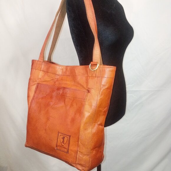 Vintage BERLINER "Seville" Saddle Tan Leather Large Business Tote Laptop Bag - Picture 1 of 14